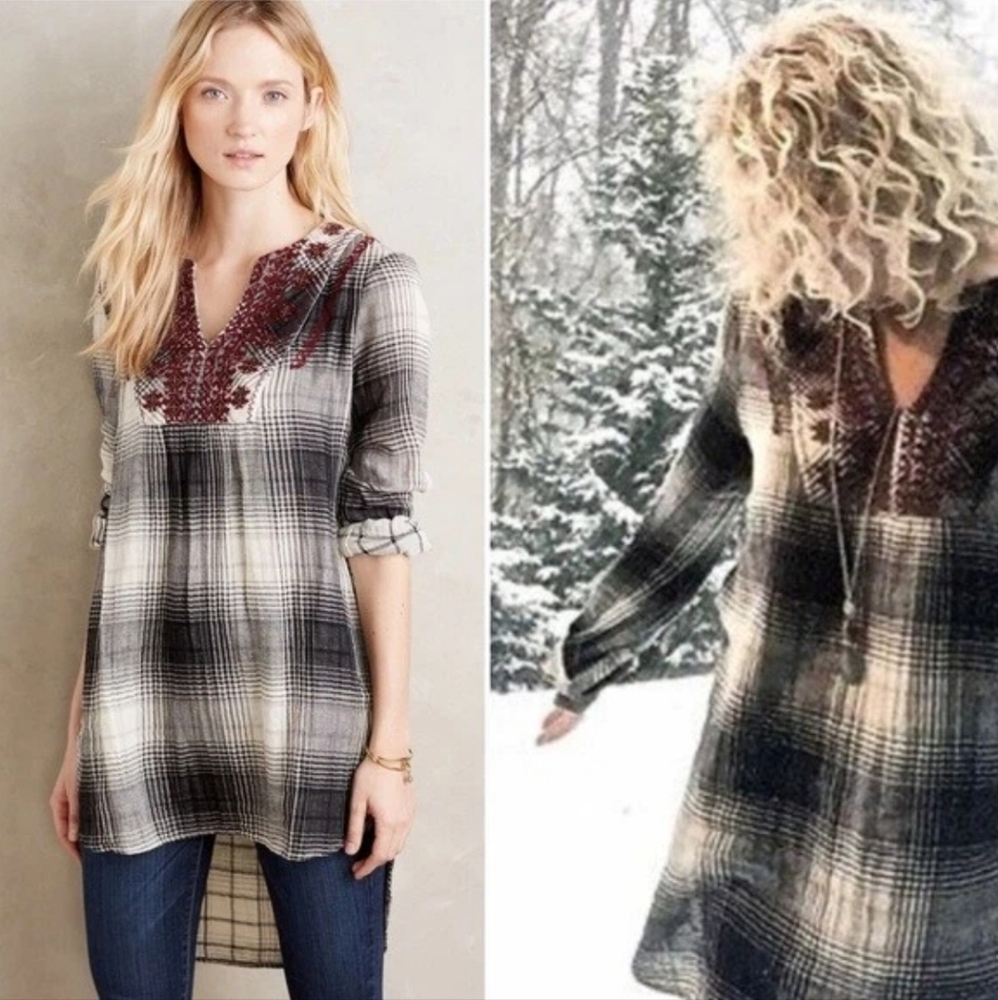 Anthropologie Plaid Tunic